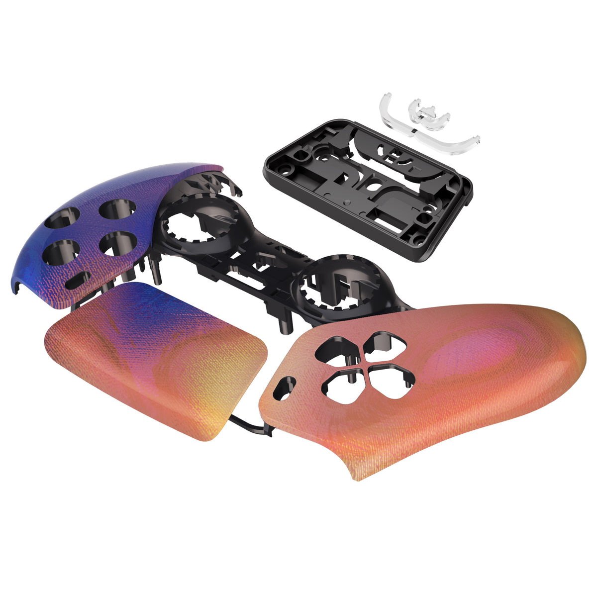eXtremeRate Replacement Front Housing Shell with Touchpad Compatible with PS5 Controller BDM-010/020/030/040/050 - Purple Red Swirl