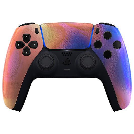 eXtremeRate Replacement Front Housing Shell with Touchpad Compatible with PS5 Controller BDM-010/020/030/040/050 - Purple Red Swirl