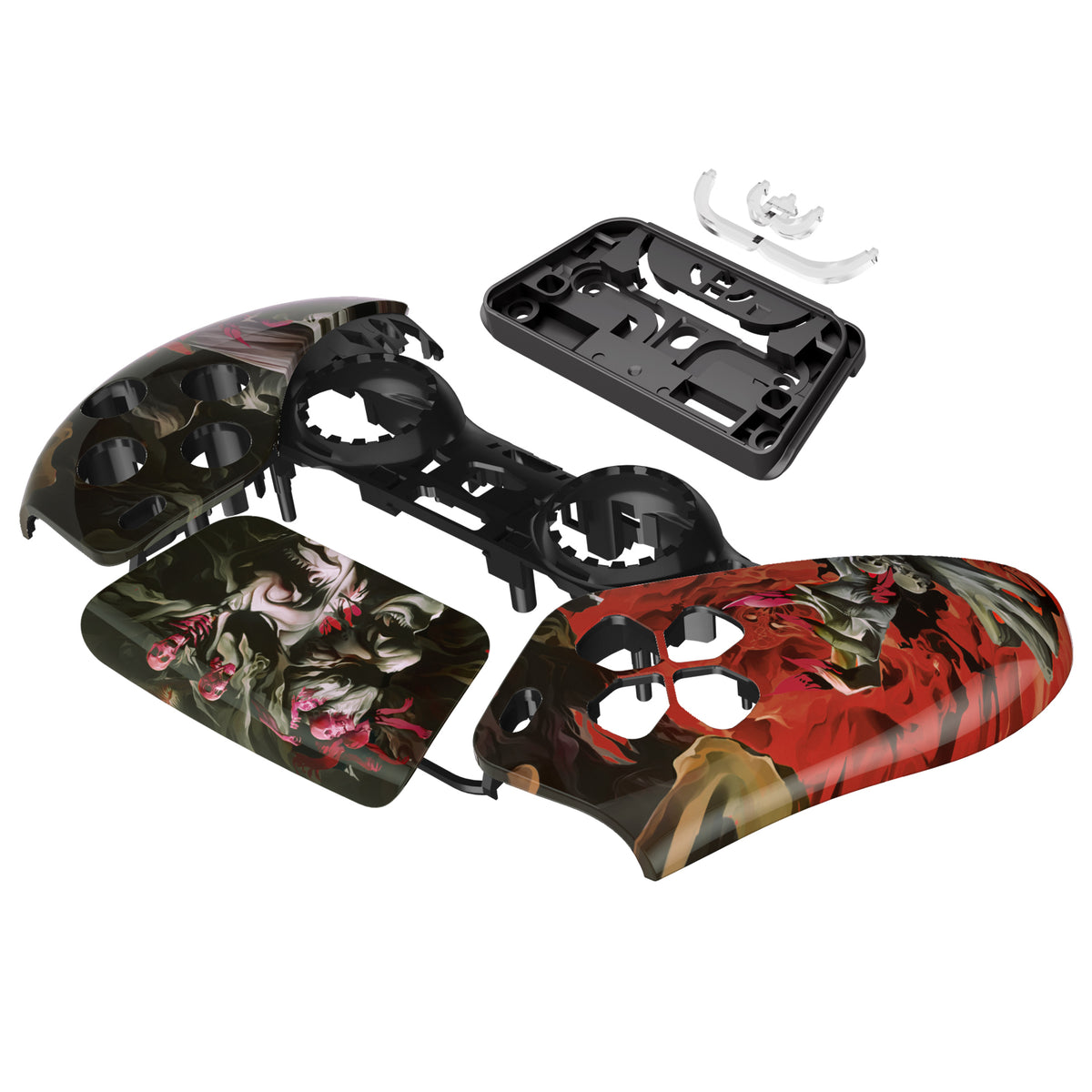 eXtremeRate Replacement Front Housing Shell with Touchpad Compatible with PS5 Controller BDM-010/020/030/040/050 - Rage of Asura