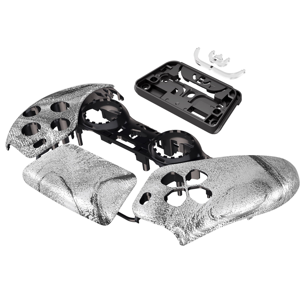 eXtremeRate Replacement Front Housing Shell with Touchpad Compatible with PS5 Controller BDM-010/020/030/040/050 - Silver Wave