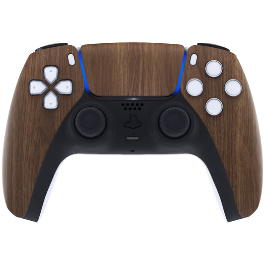 eXtremeRate Replacement Front Housing Shell with Touchpad Compatible with PS5 Controller BDM-010/020/030/040/050/060 - Wood Grain