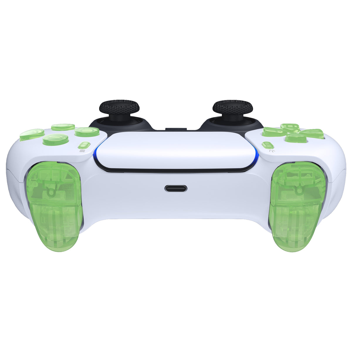 eXtremeRate Replacement Full Set Buttons Compatible with PS5 Controller BDM-030/040/050/060 - Clear Light Green