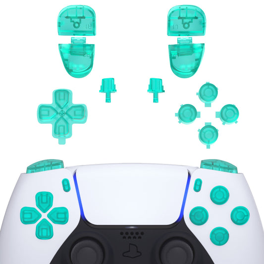 eXtremeRate Replacement Full Set Buttons Compatible with PS5 Controller BDM-030/040/050 - Emerald Green eXtremeRate