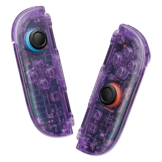 eXtremeRate DIY Replacement Full Set Shell Case with Buttons for Joycon 2 of Nintendo Switch 2 - Deluxe Version - Clear Atomic Purple