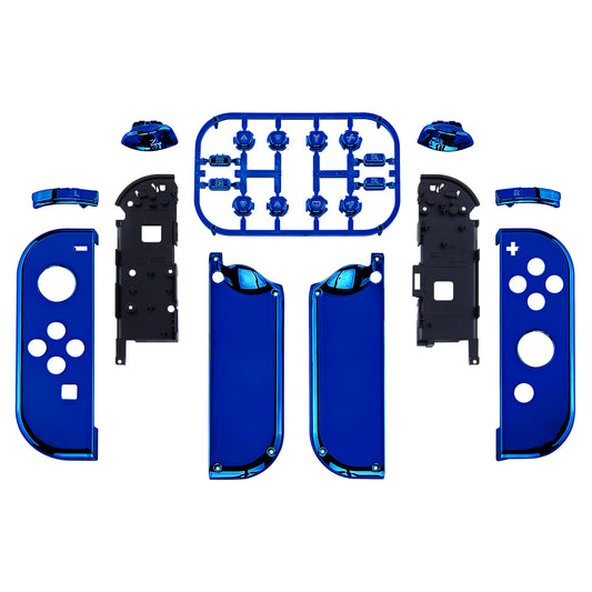 eXtremeRate Replacement Full Set Shell Case with Buttons for Joycon of NS Switch - Chrome Blue