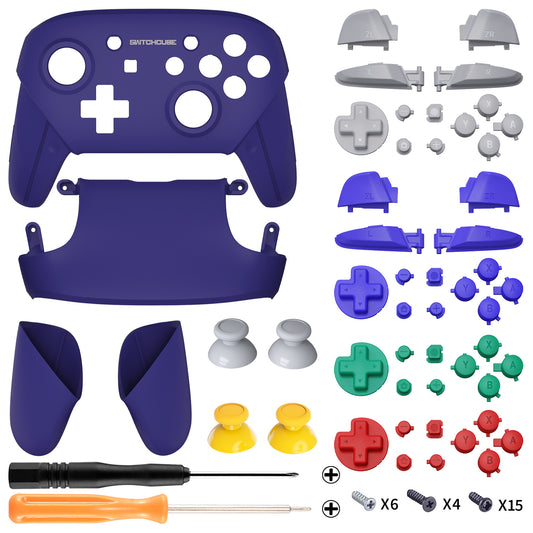 eXtremeRate Replacement Full Set Shell Faceplate Backplate Handles for Nintendo Switch Pro - Classic SwitchCube Style
