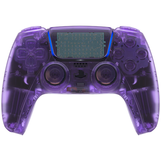 eXtremeRate Replacement Full Set Shells with Buttons Compatible with PS5 Controller BDM-030/040/050 - Clear Atomic Purple