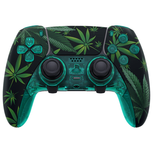 eXtremeRate Replacement Full Set Shells with Buttons Compatible with PS5 Edge Controller - Green Weeds
