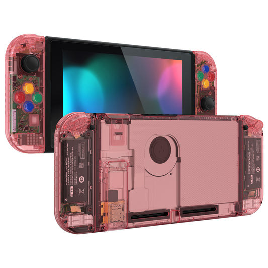 eXtremeRate Replacement Full Set Shells with Buttons for Nintendo Switch - Crystal Cherry Pink