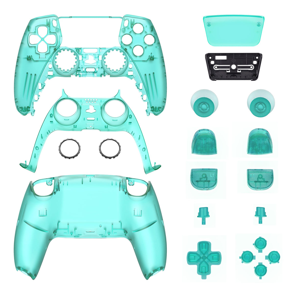 eXtremeRate Replacement Full Set Shells with Buttons Compatible with PS5 Controller BDM-010/020 - Emerald Green eXtremeRate