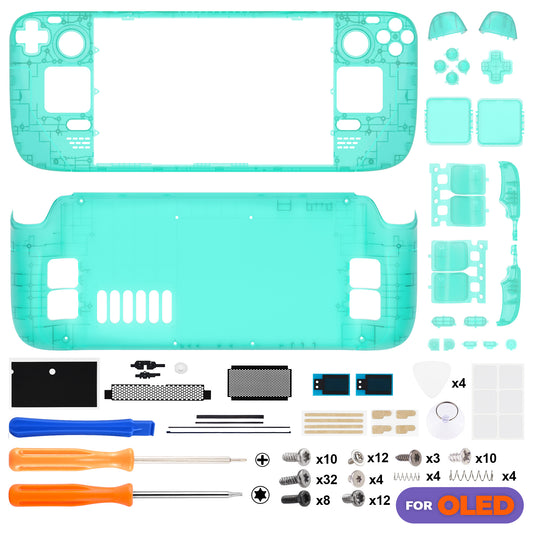 eXtremeRate Replacement Full Set Shell with Buttons for Steam Deck OLED - Clear Emerald Green