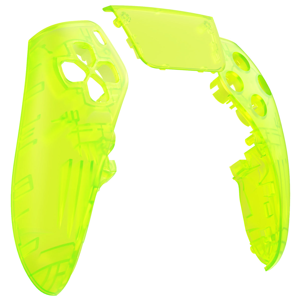 eXtremeRate Replacement Left Right Front Housing Shell with Touchpad Compatible with PS5 Edge Controller - Clear Lime Green