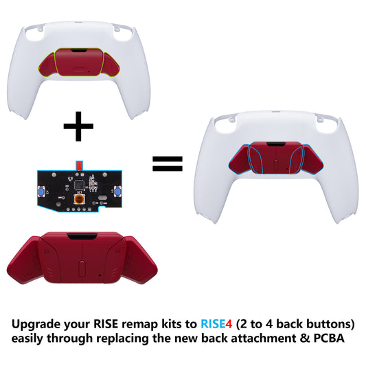 eXtremeRate Turn RISE to RISE4 Kit – Redesigned K1 K2 K3 K4 Back Buttons Housing & Remap PCB Board for eXtremeRate RISE & RISE4 Remap kit, Compatible with PS5 Controller - Volcanic Red