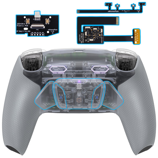 eXtremeRate RISE4 Plus MAX Back Paddles Kit with Clicky Trigger Stops & Rubberized Grip for PS5 Controller BDM-010/020 - Clear & Gray