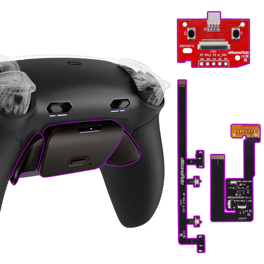 eXtremeRate Real Metal Buttons (RMB) Version RISE Plus MAX Back Paddles Kit with Clicky Trigger Stops & Rubberized Grip for PS5 Controller BDM-030/040/050 - Black