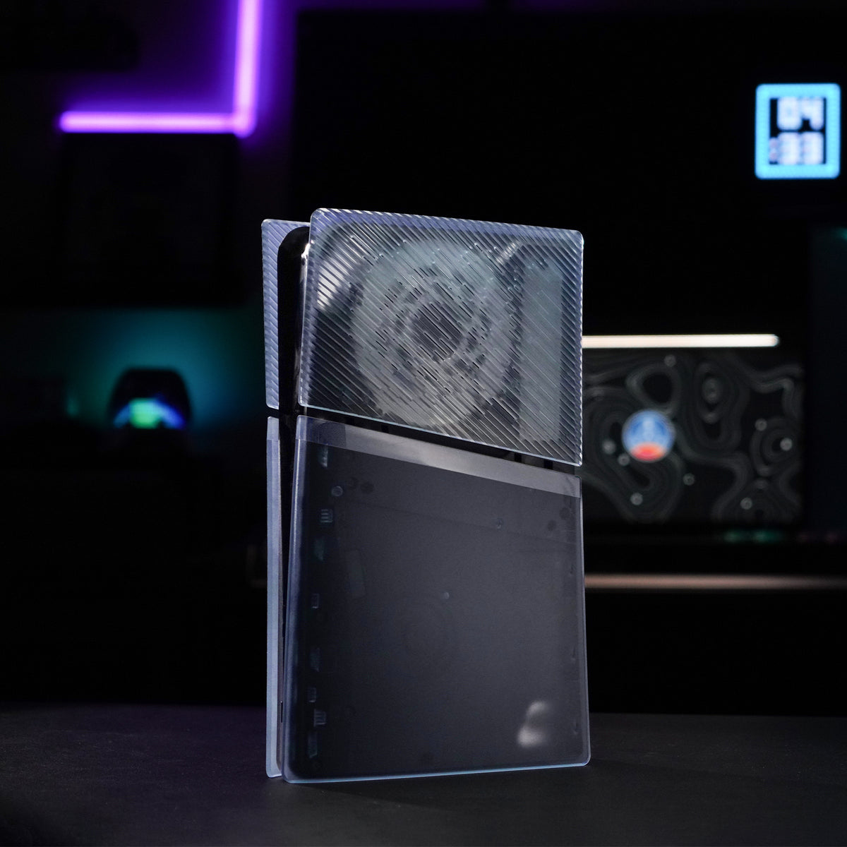 eXtremeRate eXcover Replacement Top Bottom Cover Side Panel with Cooling Vent for PS5 Slim Digital Edition Console - Clear Ice Blue