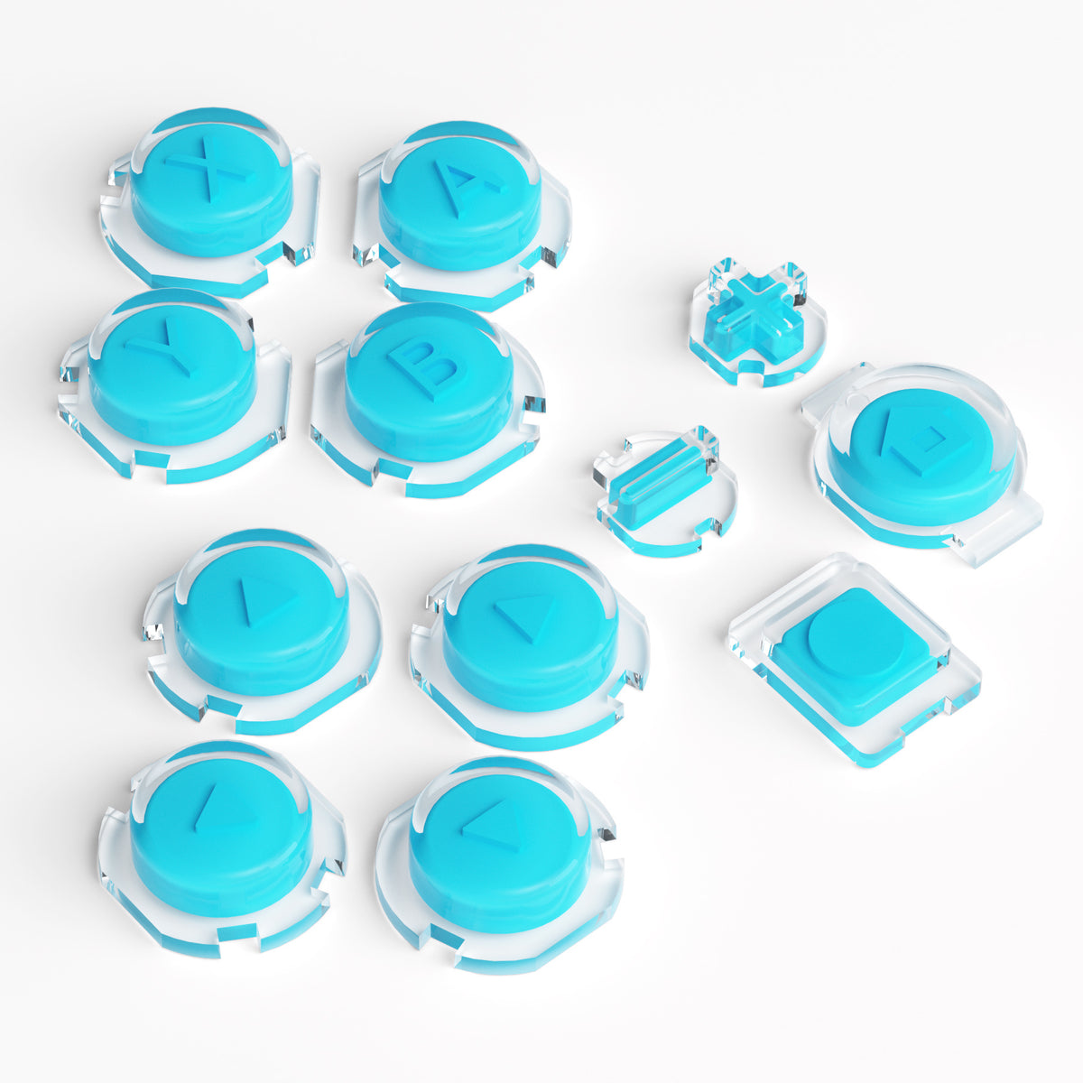 eXtremeRate Retail Replacement Controller ABXY Direction Home Capture + - Jelly Buttons, Two-Tone Pale New Hope Blue & Clear with Symbols Action Face Keys for Nintendo Switch & Switch OLED Joy-con - JoyCon NOT Included - AJ7006