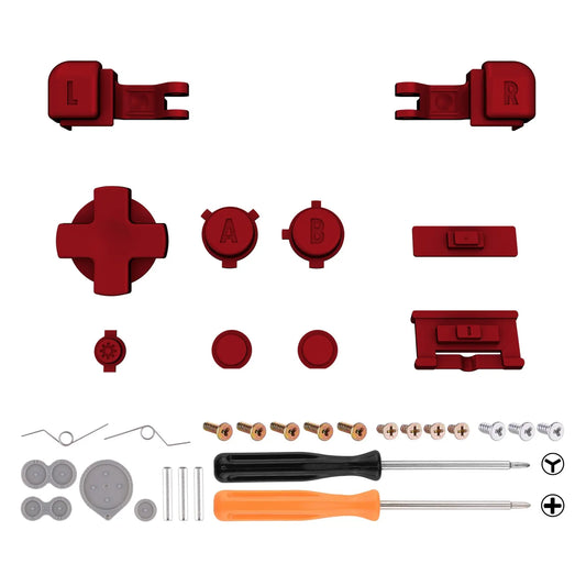 Scarlet Red Custom Full Set Buttons for Gameboy Advance SP, Replacement A B L R Button Power On Off Volume Button D-pad Key for GBA SP Console - Console NOT Included - ASPJ202 eXtremeRate