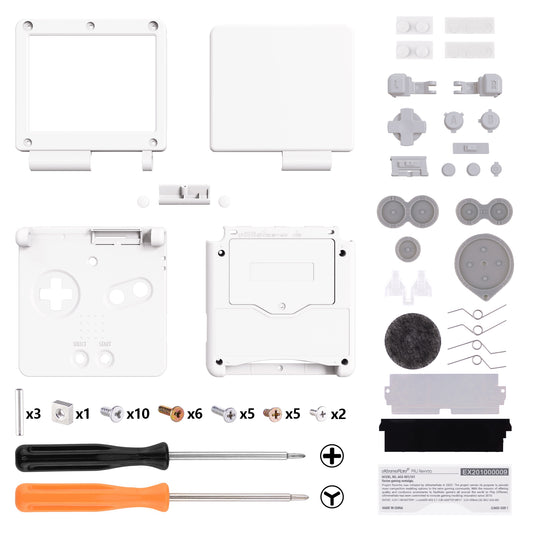 eXtremeRate Retail IPS Ready Upgraded White Soft Touch Custom Replacement Housing Shell for Gameboy Advance SP GBA SP – Compatible with Both IPS & Standard LCD – Console & Screen NOT Included - ASPP3002