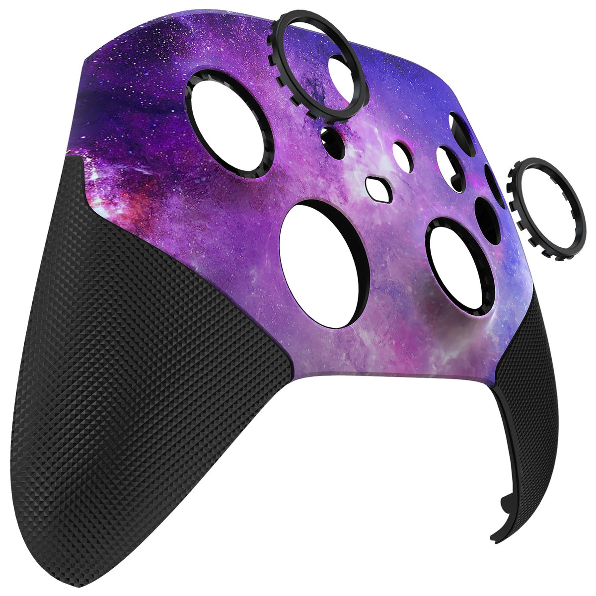 eXtremeRate Retail Nebula Galaxy ASR Version Performance Rubberized Grip Front Housing Shell with Accent Rings for Xbox Series X/S Controller - FX3C1003