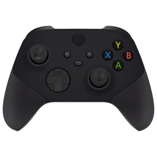 eXtremeRate Retail Black ASR Version Performance Rubberized Grip Front Housing Shell with Accent Rings for Xbox Series X/S Controller - FX3C3001