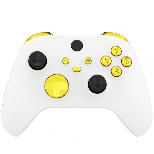 eXtremeRate Retail Chrome Gold Replacement Buttons for Xbox Series S & Xbox Series X Controller, LB RB LT RT Bumpers Triggers D-pad ABXY Start Back Sync Share Keys for Xbox Series X/S Controller - JX3201
