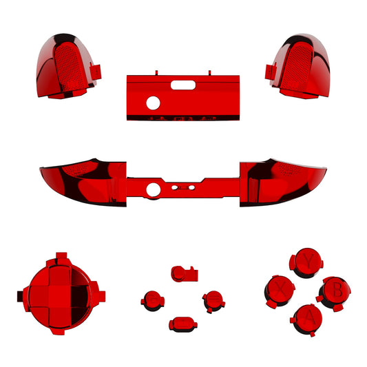 eXtremeRate Retail Chrome Red Replacement Buttons for Xbox Series S & Xbox Series X Controller, LB RB LT RT Bumpers Triggers D-pad ABXY Start Back Sync Share Keys for Xbox Series X/S Controller - JX3203