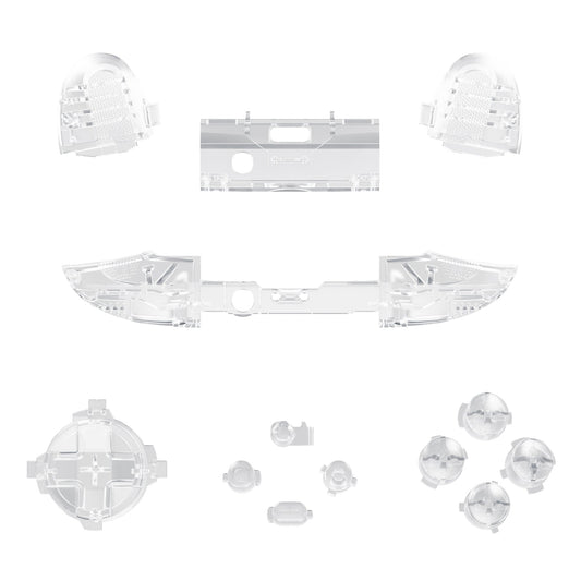 eXtremeRate Retail Transparent Clear Replacement Buttons for Xbox Series S & Xbox Series X Controller, LB RB LT RT Bumpers Triggers D-pad ABXY Start Back Sync Share Keys for Xbox Series X/S Controller - JX3301