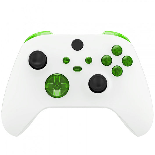 eXtremeRate Retail Transparent Green Replacement Buttons for Xbox Series S & Xbox Series X Controller, LB RB LT RT Bumpers Triggers D-pad ABXY Start Back Sync Share Keys for Xbox Series X/S Controller - JX3303