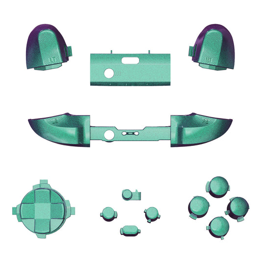eXtremeRate Retail No Letter Imprint Custom Full Set Buttons for Xbox Series X/S Controller, Chameleon Green Purple Replacement Accessories Bumpers Triggers Dpad ABXY Buttons for Xbox Series X/S, Xbox Core Controller - JX3502