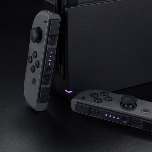 eXtremeRate Retail Violet Firefly LED Tuning Kit for NS Switch Joycons Dock NS Joycon SL SR Buttons Ribbon Flex Cable Indicate Power LED-Joycons Dock NOT Included - NSLED009