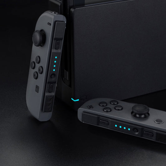 eXtremeRate Retail Ice Blue Firefly LED Tuning Kit for NS Switch Joycons Dock NS Joycon SL SR Buttons Ribbon Flex Cable Indicate Power LED-Joycons Dock NOT Included - NSLED010