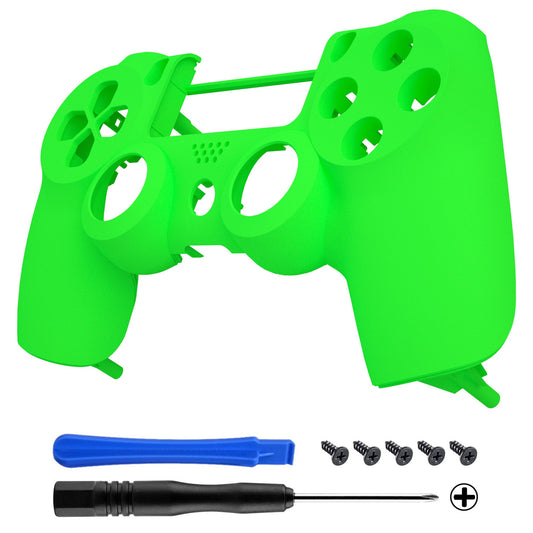 eXtremeRate Retail Neon Green Soft Touch Grip Front Housing Shell Faceplate for ps4 Slim Pro Controller (CUH-ZCT2 JDM-040 JDM-050 JDM-055) - SP4FP07