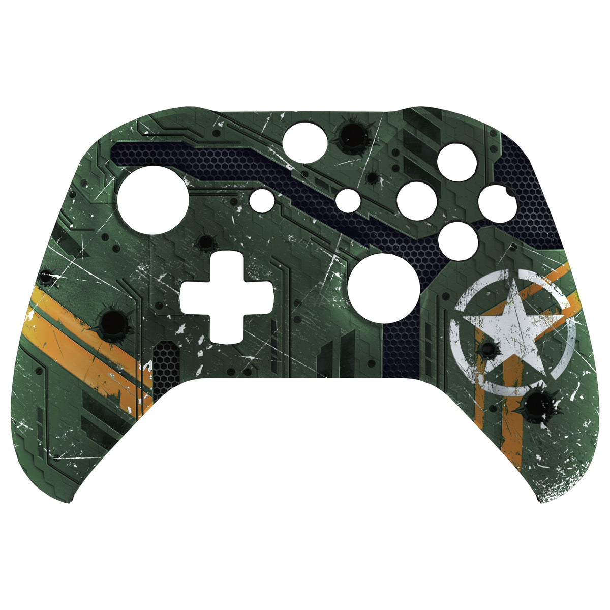 eXtremeRate Retail Army Mecha Faceplate Cover Soft Touch Front Housing Shell Comfortable Soft Grip Replacement Kit for Xbox One X & One S Controller - SXOFT61X