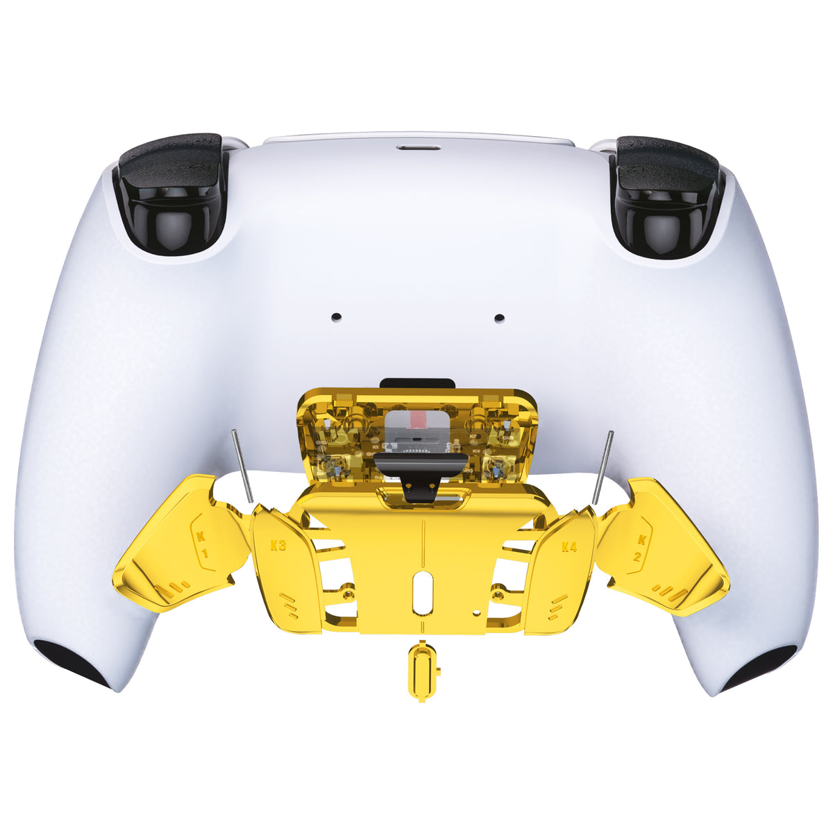 eXtremeRate Retail Chrome Gold Replacement Redesigned K1 K2 K3 K4 Back Buttons Housing Shell for PS5 Controller eXtremeRate RISE4 Remap Kit - Controller & RISE4 Remap Board NOT Included - VPFD4001
