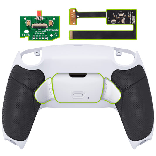 eXtremeRate Retail Rubberized White Black- White Grip Back Paddles Remappable Rise Remap Kit for ps5 Controller, Upgrade Board & Redesigned Back Shell & Back Buttons Attachment for ps5 Controller - Controller NOT Included - XPFU6011
