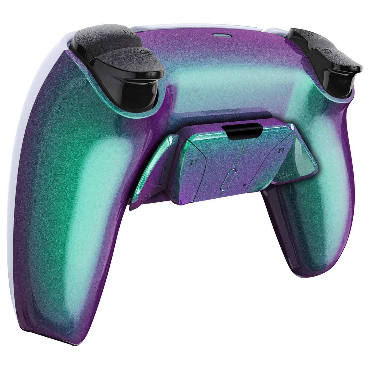 eXtremeRate Retail Chameleon Green Purple Remappable RISE 4.0 Remap Kit for ps5 Controller BDM 010 & BDM 020, Upgrade Board & Redesigned Back Shell & 4 Back Buttons for ps5 Controller - Controller NOT Included - YPFP3009