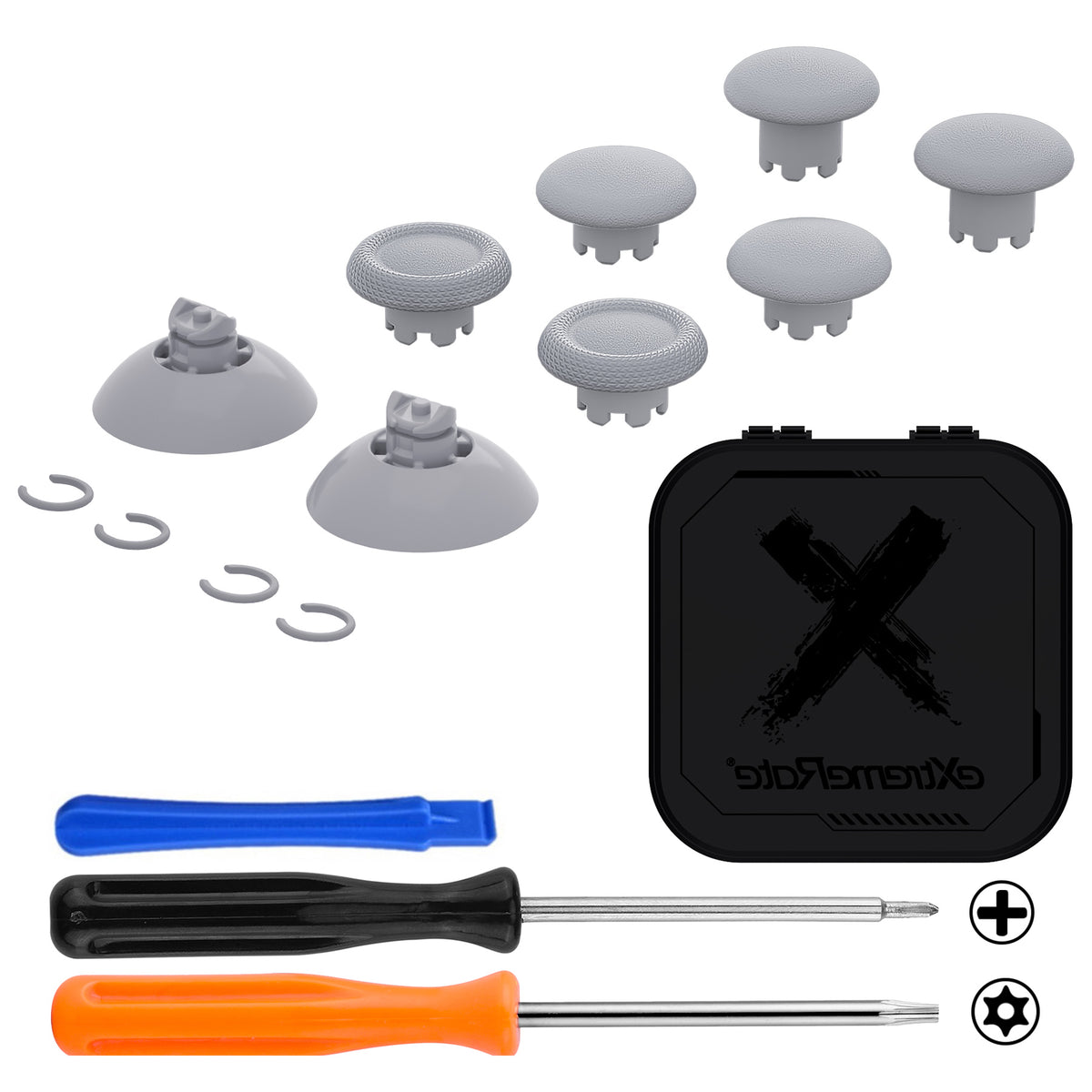 eXtremeRate EDGE Sticks Replacement Interchangeable Thumbsticks for Xbox Series X/S & Xbox Core & Xbox One X/S & Xbox Elite V1 & NS Switch Pro Controller - New Hope Gray
