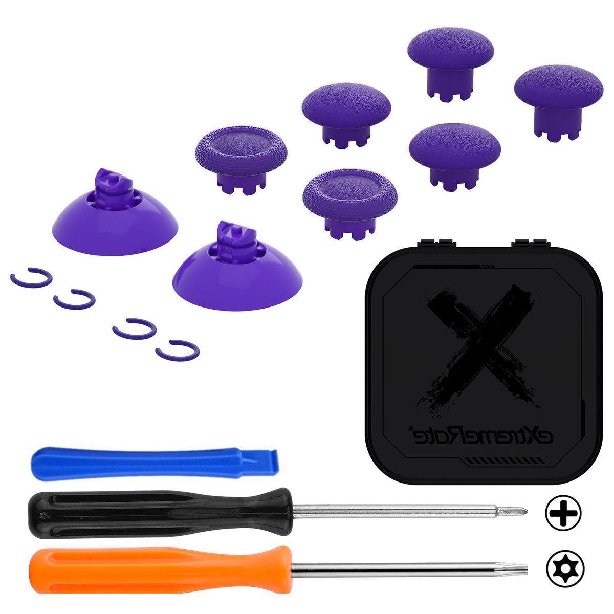 eXtremeRate EDGE Sticks Replacement Interchangeable Thumbsticks for Xbox Series X/S & Xbox Core & Xbox One X/S & Xbox Elite V1 & NS Switch Pro Controller - Purple