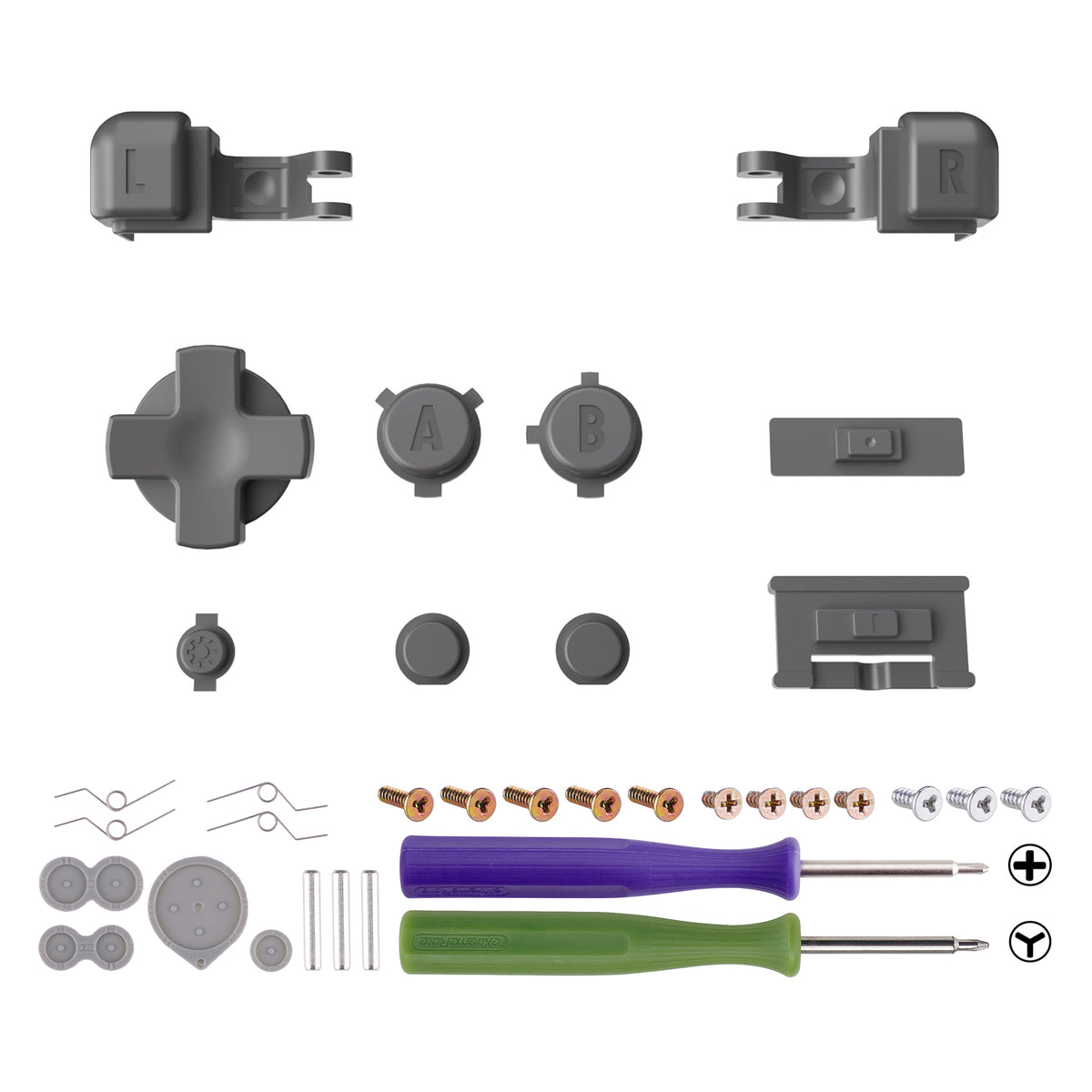 eXtremeRate Custom Replacement Full Set Buttons for Gameboy Advance SP GBA SP Console - Classic Gray