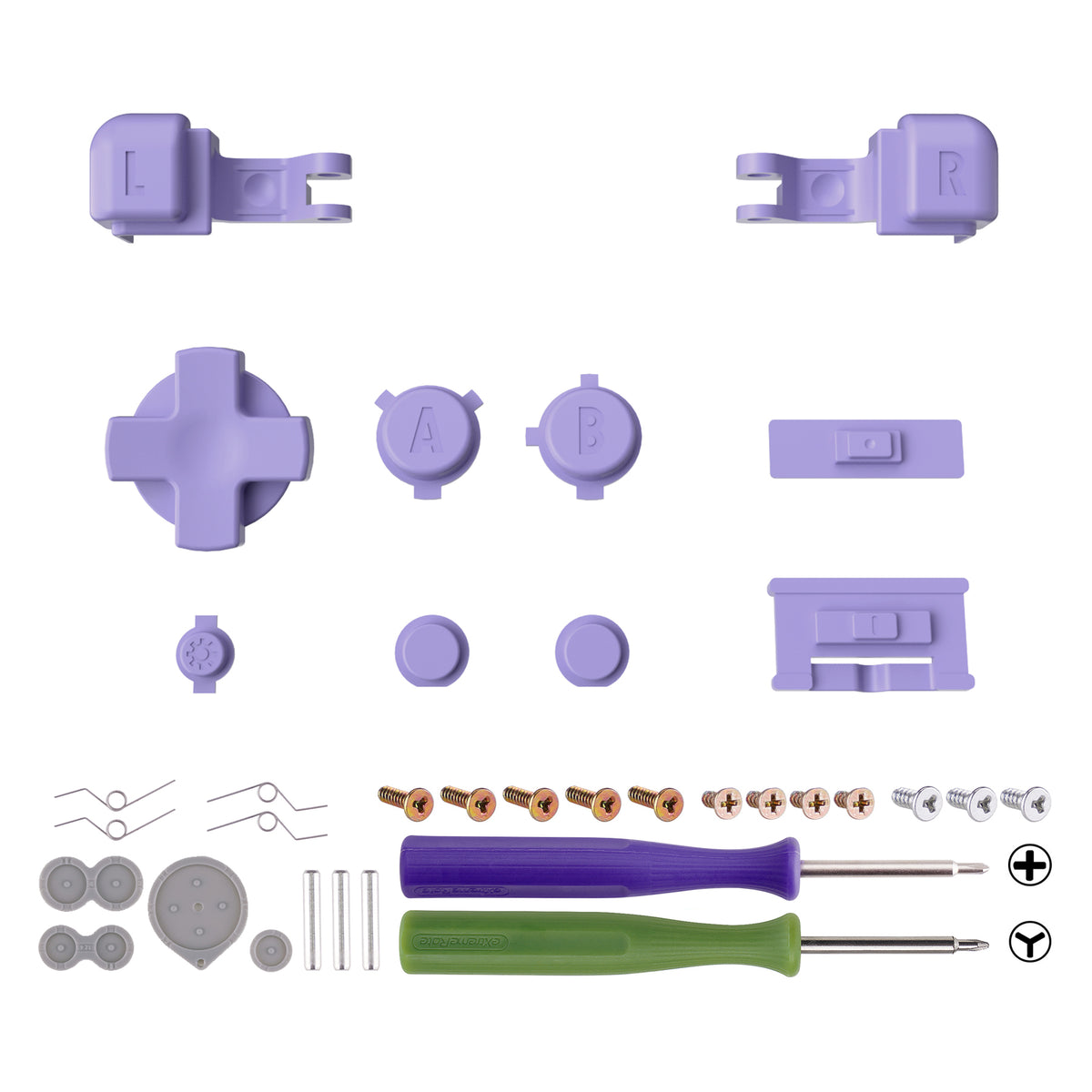 eXtremeRate Custom Replacement Full Set Buttons for Gameboy Advance SP GBA SP Console - 16Bits Light Violet