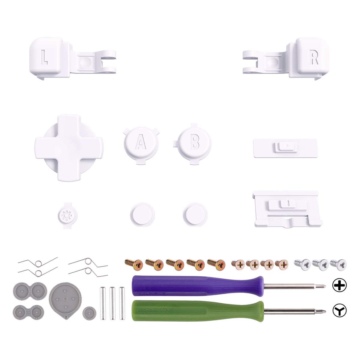 eXtremeRate Custom Replacement Full Set Buttons for Gameboy Advance SP GBA SP Console - White