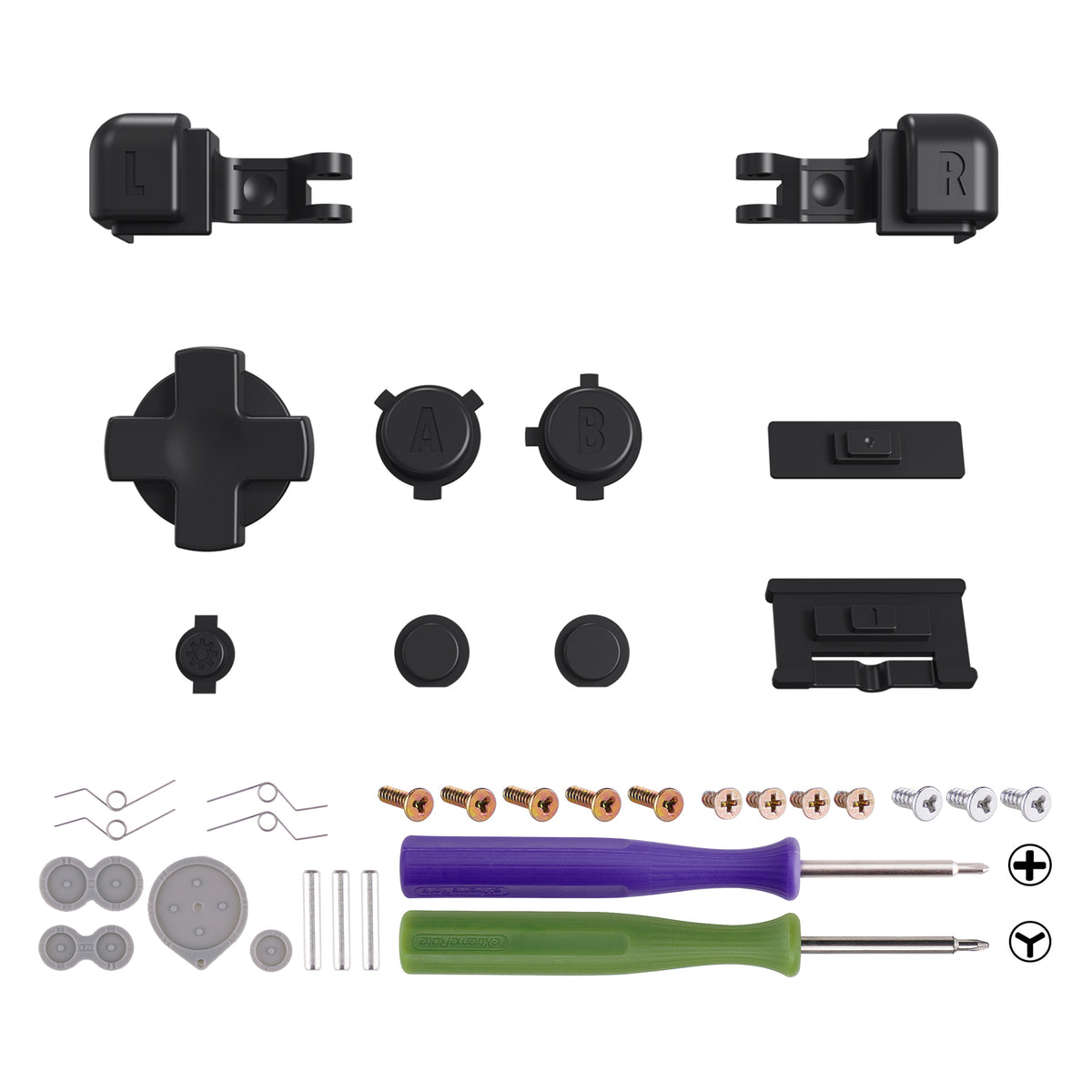 eXtremeRate Custom Replacement Full Set Buttons for Gameboy Advance SP GBA SP Console - Black