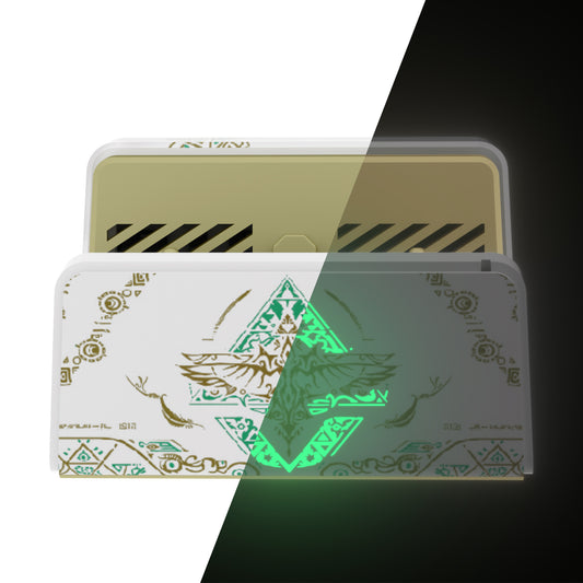 eXtremeRate AiryDocky DIY Kit Replacement Shell Case for Nintendo Switch Dock - Glow in Dark - Totem of Kingdom White eXtremeRate