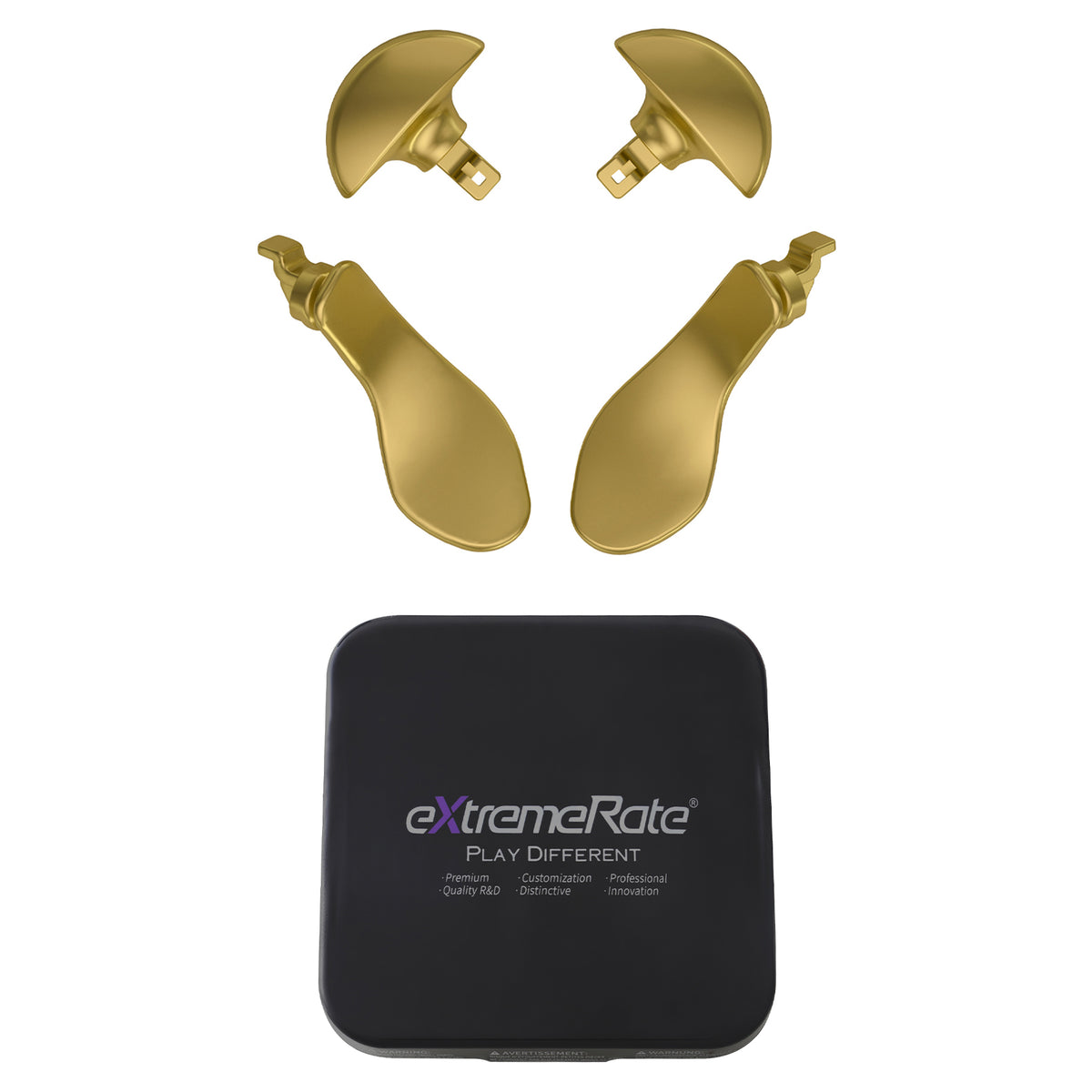 eXtremeRate Replacement Interchangeable 4PCS Metal Back Paddles for PS5 Edge Controller - Metallic Hero Gold