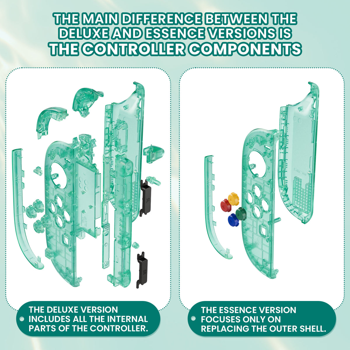 eXtremeRate DIY Replacement Full Set Shell Case with Buttons for Joycon 2 of Nintendo Switch 2 - Essence Version - Emerald Green