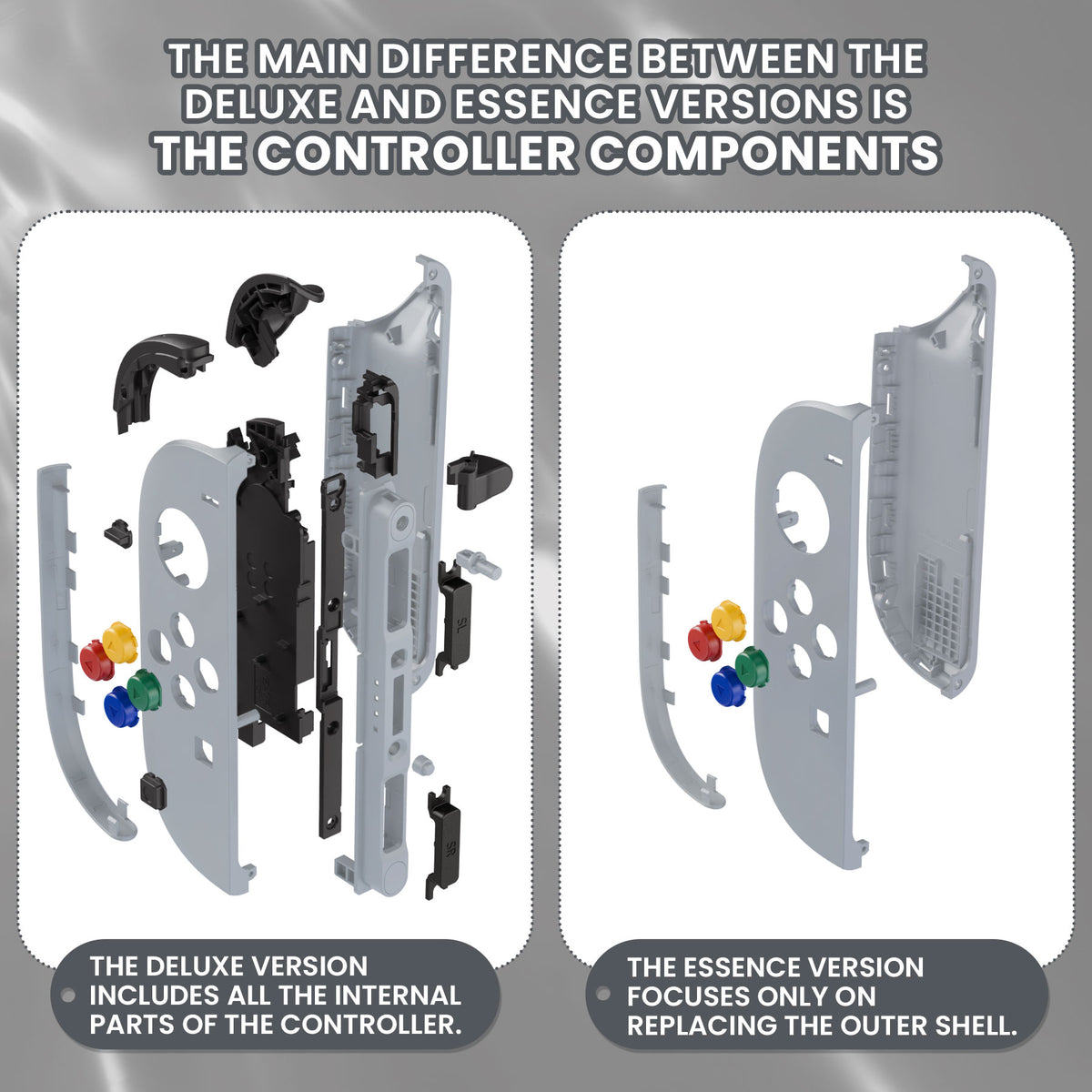 eXtremeRate DIY Replacement Full Set Shell Case with Buttons for Joycon 2 of Nintendo Switch 2 - Essence Version - New Hope Gray