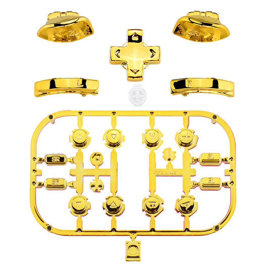 eXtremeRate Dpad Version Replacement Full Set Buttons for Joycon of Switch (D-pad ONLY Fits for eXtremeRate D-pad Shell for Joycon) - Chrome Gold eXtremeRate