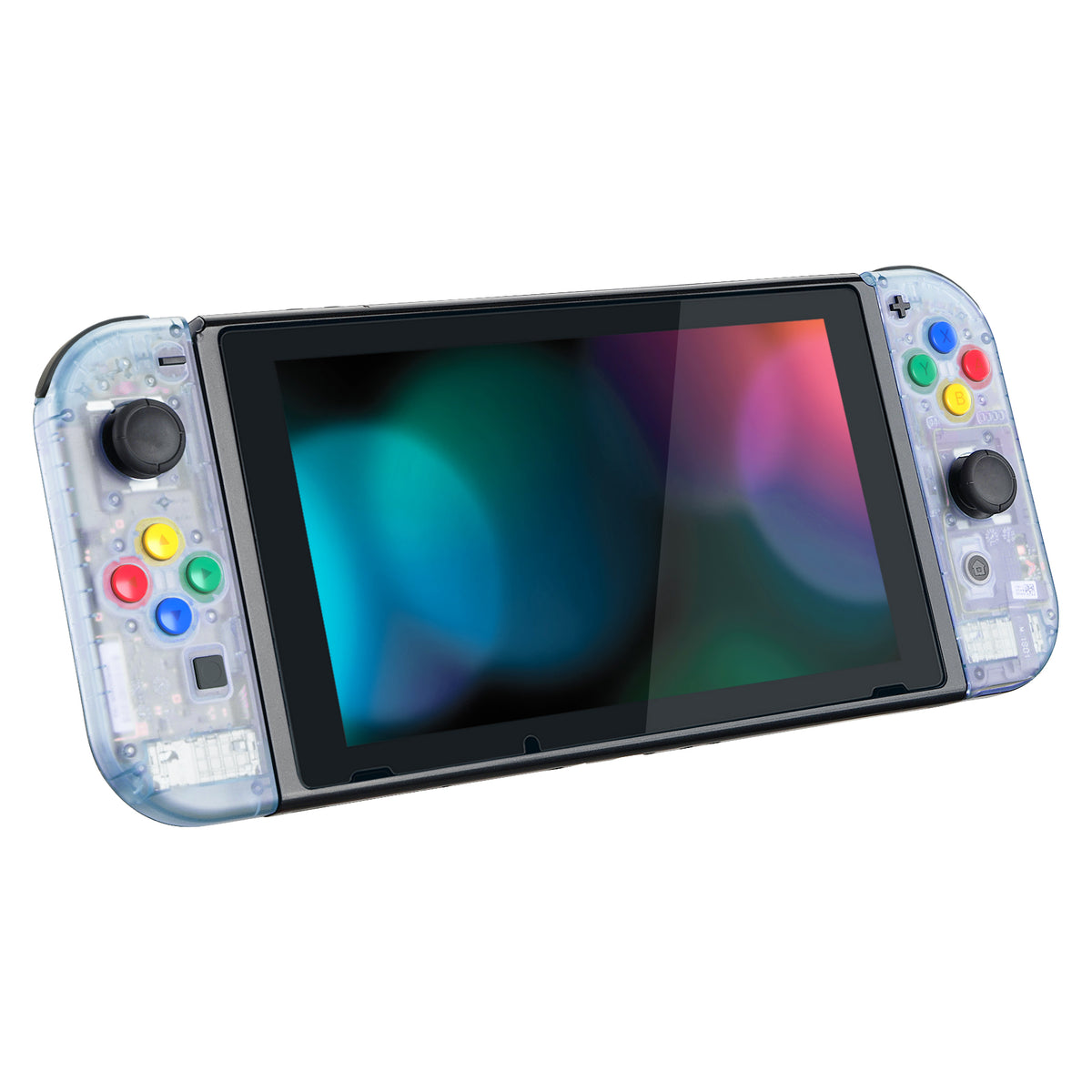 eXtremeRate Replacement Full Set Shell Case with Buttons for Joycon of NS Switch - Clear Glacier Blue