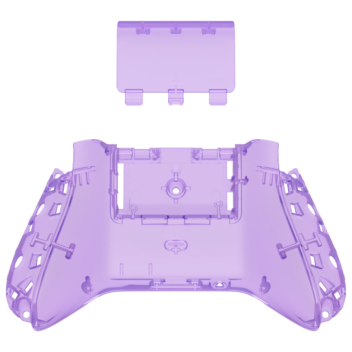 eXtremeRate Retail Clear Atomic Purple Custom Bottom Shell with Battery Cover for Xbox Series S/X Controller, DIY Replacement Backplate Cover for Xbox Core Controller Model 1914 - Controller & Side Rails NOT Included - BX3M505